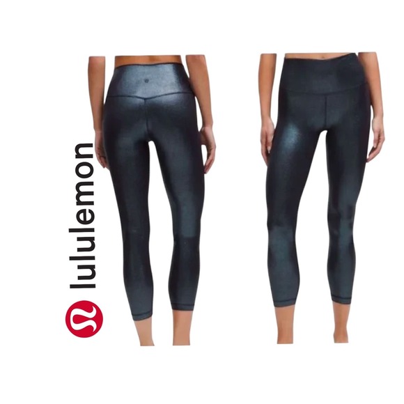 lululemon athletica Pants - Lululemon Align High-Rise 25' Foil Shine Black Leggings Sz 12 Yoga Cybercore